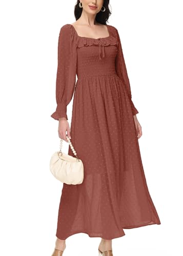 ワンピース AP STUDIO puff sleeve long dress One-shoulder Puff Sleeve Maxi Bias Bridesmaid Dress With