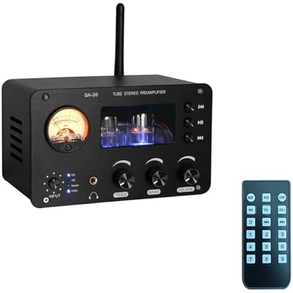Przedwzmacniacz lampowy, bezstratny wzmacniacz przełączający audio, obsługuje Bluetooth 5.0 / USB / kartę TF / radio koncentryczne / światłowód / stereo RCA
