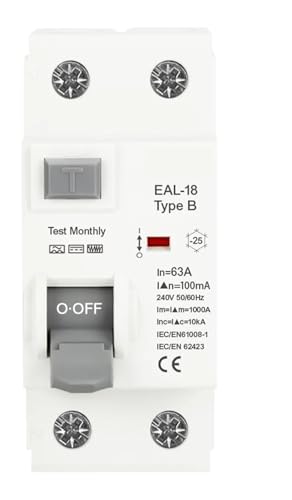Interruptor diferencial tipo B 2P 16A 100mA para punto de carga VE de riel DIN