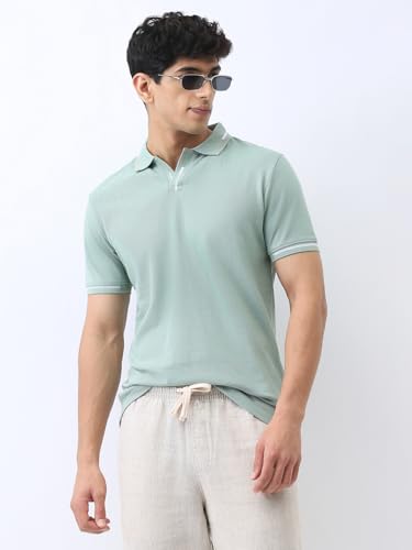 Image of Urbano Fashion Men's Solid Regular Fit Half Sleeve Cotton Polo T-Shirt