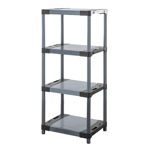 PROREGAL Kunststoffregal Grey Bear | Low | HxBxT 138x60x46cm | Fachlast 120kg | Grau | Plastikregal Kellerregal Lagerregal Steckregal