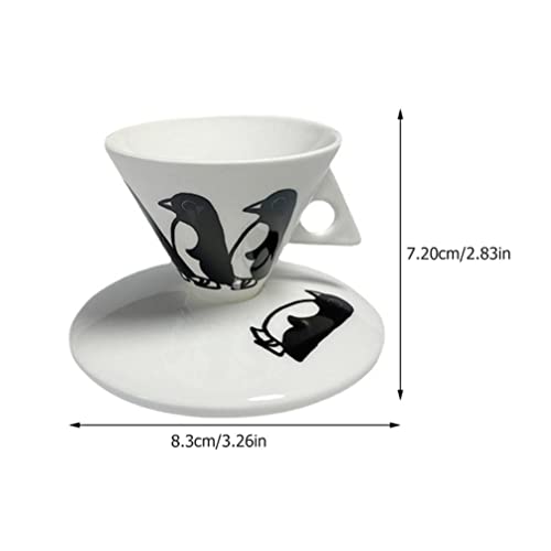 HEMOTON 1 Conjunto de Taza de Café de Cerámica Pingüinos 60Ml Taza de Café con Platillo Copa de Café Expreso Creativo… - Imagen 5