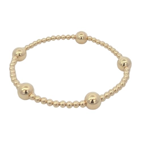 Anela 14kt Gold Filled Tarnish-Free Beaded Stretch Bracelet for Women - Elegant 3mm and 7mm Beads