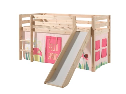 möbelando Spielbett >Pino< in Kiefer massiv Natur - 210x114x218 (BxHxT)