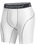 KOOPOW Adult Padded Sliding Shorts Men Slider Shorts Sliding Pads with Cup Pocket for Baseball, Football, Lacrosse, Hockey,White Gray,M
