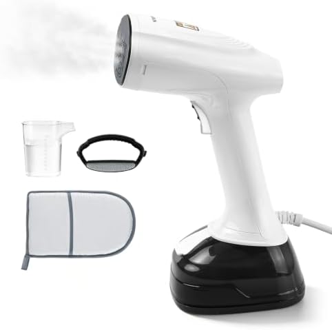 Dampfglätter Steamer 1800W, 3 Dampfstufen, 400ml Tank 15 Min. Dampfdauer | Handheld Dampfbügeleisen für Kleidung & Hemden, ultraleicht kompakt für Reise Wohnung, inkl. Handschuh Da