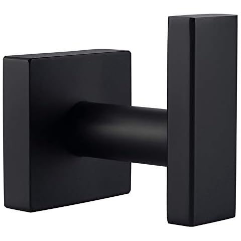 Angle Simple Bathroom Towel Hook, Stainless Steel Bath Towel Holder, Kitchen Towel Rack, Heavy Duty Garage Wall Hook, Single Robe Coat Hook Matte Black Cover