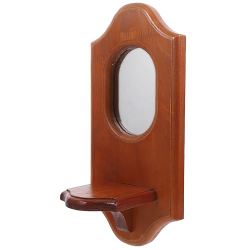 Luxshiny Wall Candle Holder Sconces, Hanging Wood Candle Holder, Decorative Mirror Designed Wall Mounted Pillar Candleholders for Living, Dining Room, Fireplace