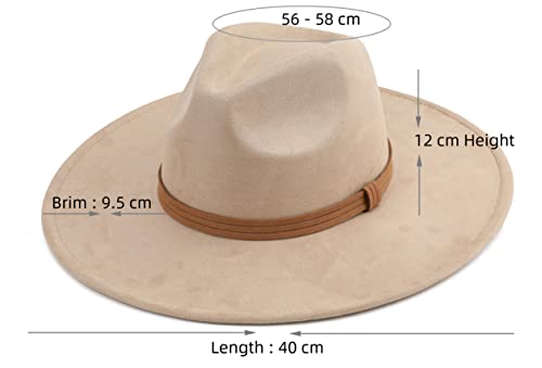 Pro Celia Big Wide Brim Fedora Hat For Women Large Felt Panama Rancher Hat (Stripe-Beige) #TOP1
