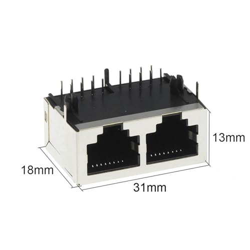 Conector RJ45 16 pin hembra de 1x2 puertos y cabeza de cristal para placa PCB 5
