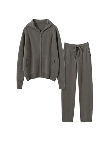 UIOKLMJH Men's Hooded Zipper Cardigan High Waist Pencil Pants Soft Classic Solid Cashmere Tracksuit Set