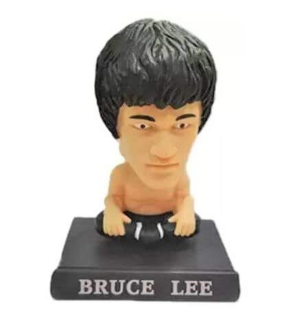 Image of Awestuffs Phone Holder Bobblehead Action Figure for Car Dashboard, Office Desk & Study Table (Pack of 1) (Bruce Lee), Polyvinyl Chloride