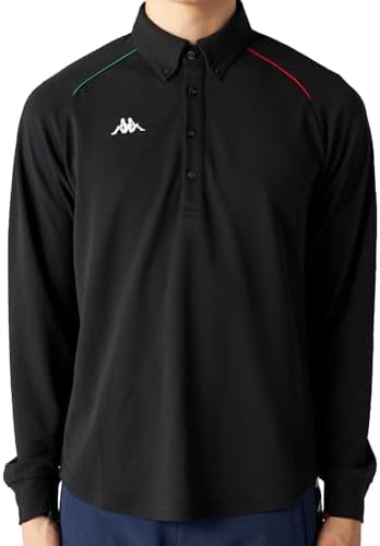 （06:30時点） [カッパ] ポロシャツ 長袖 トリコロール 634507 メンズ ブラック