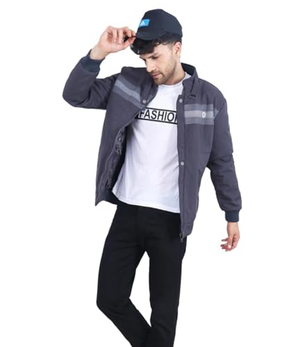 Image of Dollar Jacket For Men Casual Zipper Bomber For Winter In Grey Color