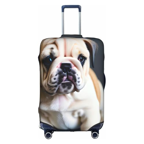 Cute Bulldog Puppy 1 Tsa Approved Luggage Cover For 18-32 Inch Suitcases Scratch-Resistant Stretch Luggage Cover