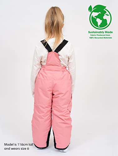 Therm Toddler Snow Pants - Girls & Boys Winter Ski Bibs With Adjustable Straps & Cargo Stash Pocket - Waterproof Insulated Convertible Snowsuit For Kids & Youth – (Peony Pink, 6) #TOP4