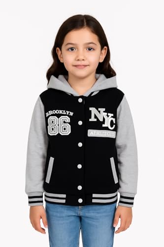 Kids Girls Boys Baseball NYC Athletic Hooded Jacket Varsity Hoodie Age 5-13 Year3