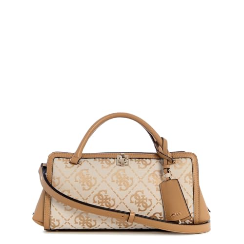 GUESS sac à épaule Audrey beige avec logo multicolore tendance