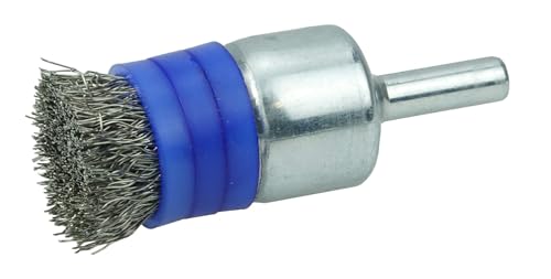 Image of Weiler 11113 0.0104 inch Wire Size, 302 Stainless Steel Bristles, Banded, Solid End, Stem-Mounted Crimped Wire End Brush, Made in The USA (Pack of 10)
