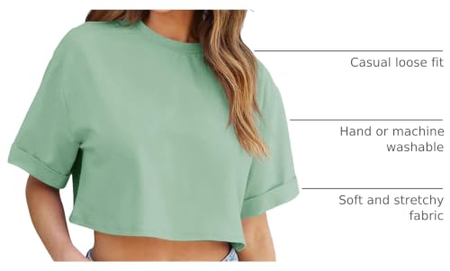Image of Tankaneo Women Crop T-Shirts Half Sleeve Drop Shoulder Cropped Tops Y2K Casual Summer Basic Tees