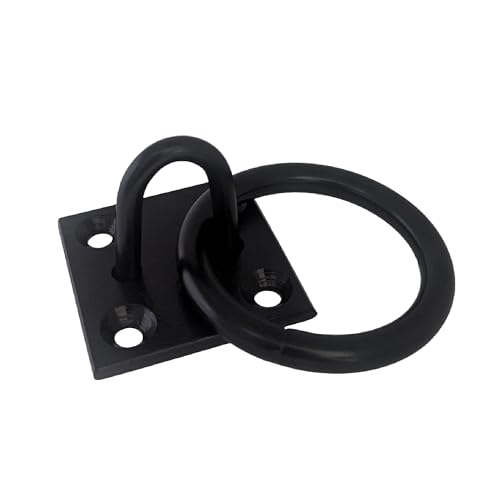 Steel Ring on Plate Anchor Point | Heavy-Duty Hook Loop Bracket for Chain, Gate, Fence, Wall, Ceiling, Swing, Rope & Suspension | Durable M6 Fixing Holes for Secure Mounting Indoors & Outdoors