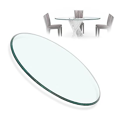 WORDFUN Dining Table Glass Table Top, Transparent Flat Circular Sheet, Clear Table Cover Protector, Strong Hardness, Not Fragile, Premium Circular Glass, Decorative Glass Furniture