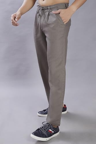 Image of DIVISIVE Men's Relaxed Fit Front Pleated Cotton Linen Blend Trousers