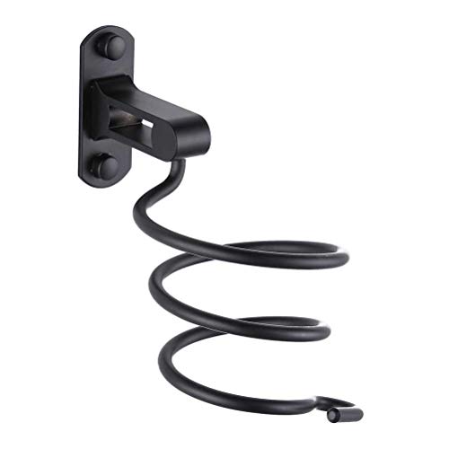 Wand Haartrocknerhalter Aluminium Föhnhalter Haartrockner Halter für Badezimmer Waschraum Barbershop (Schwarz)