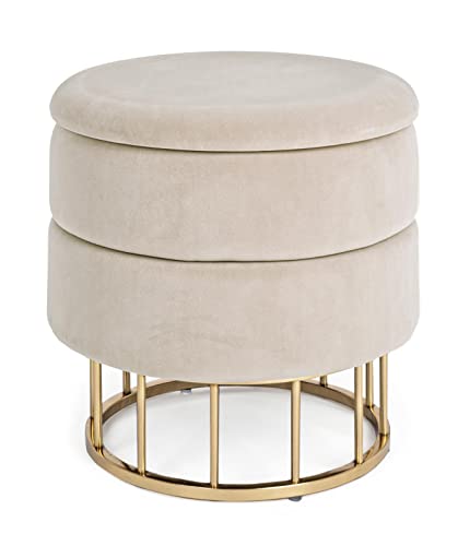 KONTE.DESIGN Pouf contenitore PAVLINA , tessuto effetto velluto Beige