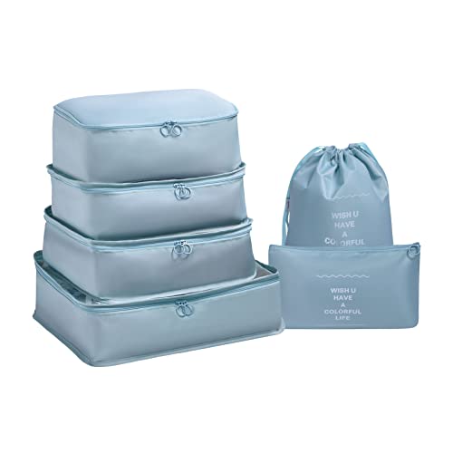 OSDUE Organizador de Maletas, 6 Piezas Bolsas Organizadoras Maleta, Impermeable Organizadores Maleta Viaje Equipaje Incluir 4 bolsas de almacenamiento, bolsa digital, bolsillo con cordón - imagen 9