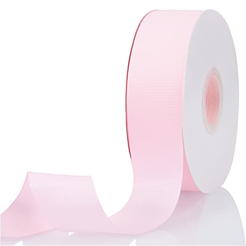 Baby Pink 1-1/2" X 50 Yards Solid Color Double Faced Grosgrain Ribbon for Gifts Wrapping, Wedding, Party, Crafts, Hair Bows, Flowers, Home DIY Decor