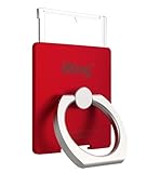 iRing Link, Made in Korea, Wireless Charging Friendly Phone Holder - Cell Phone Ring Grip Finger Holder and Stand Compatible with iPhone, Galaxy, and Other Smartphones(Metallic Red)