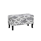 Linon Stephanie Black and White Toile Fully Upholstered Bench with Hidden Interior Storage