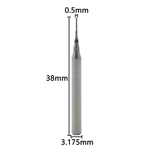 Image of 20Pcs 1 /8'' Shank Dia Carbide End Milling Cutter for PCB Machine,CNC Router Bits 0.5mm Cutting Dia