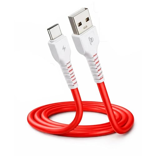 Image of USB Type C Cable 65W 6A Fast Charging & Data Sync, 1.2M Durable PVC Cord for Samsung, OnePlus, Oppo, Vivo, Realme, Mi, Poco, Moto (Red, Pack of 1)