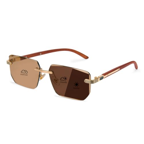 Cyxus Photochromic Sunglasses for Men UV400 Protection 1395 | Stylish Frameless Design, Ideal for Driving Travel Outdoor Activities Daily Wear