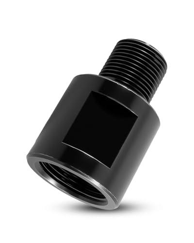 Adaptador 1/2-28 a 5/8-24 macho a hembra de acero CNC negro para roscas