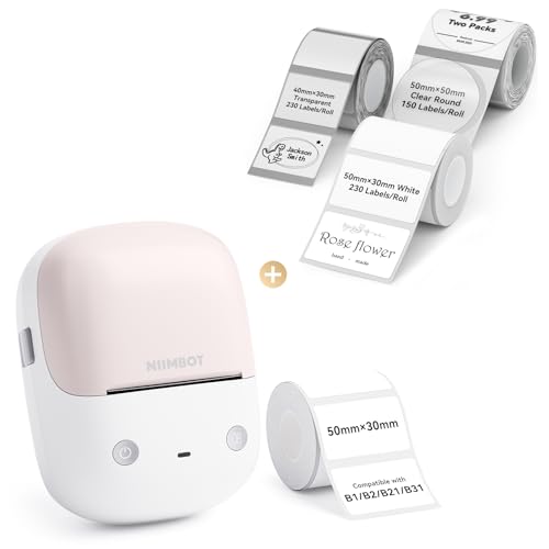 Image of NIIMBOT B2 Label Maker(Pink) Machine with 4 Rolls Label Tape for Home Kitchen Office Organization