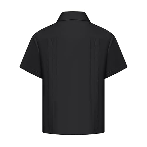 MAXJON Boys Guayabera Shirts for Kids Casual Button Down Shirt Cuban Short Sleeve Shirts2