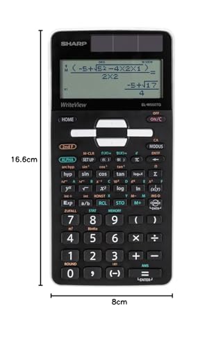 SHARP EL-W550TG Wissenschaftlicher Schulrechner (D.A.L.-Eingabe, Solar, WriteView) Schwarz