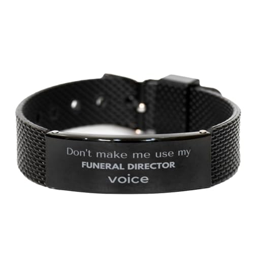 Don't make me use my Funeral Director voice, Sarcasm Funeral Director Gifts, Christmas Funeral Director Black Shark Mesh Bracelet Birthday Unique Gifts For Funeral Director Coworkers, Men, Women,