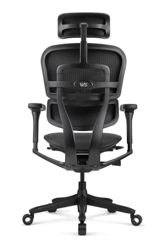 Image of Ergohuman LE9ERG Executive High Back Leather Swivel Office Chair with Tilt Tension Control, Tilt Lock, Synchro Tilt, Seat Height & Depth, & Arm Height Adjustments, Matte Black Frame