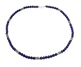 Gesamtgewicht: ca. 22 Gramm Halsschmuck Collier Lapislazuli Kette in Kugelform mit Zwischenperlen aus Apatit und Hämatit 925er Silber Verschluss