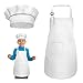 kissral Ensemble tablier + chapeau de chef, tablier de chef réglable pour enfants avec poches pour la cuisine, la pâtisserie, la peinture et les enfants de 4 à 12 ans (blanc, taille L)