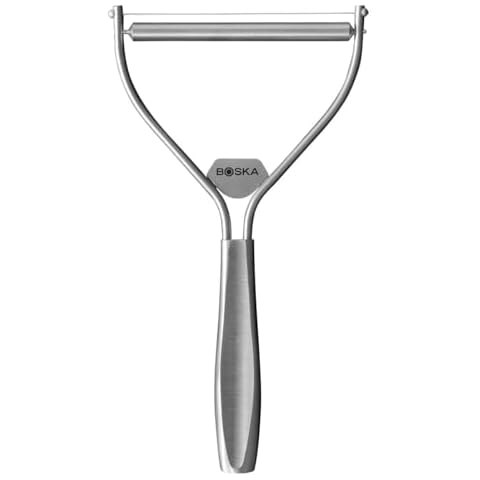 Boska Cheese Slicer with Wire - Monaco For All Types of Cheese - Handheld Cheese Cutter - For Kitchen Cooking - Non-Stick Silver - 3 Replacement Wires - Dishawasher Safe Cover