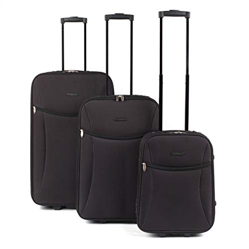 CONSTELLATION LG00439BLKASMIL Eva - Set di 3 valigie, 18/24/71,1 cm, Nero, 45,7 cm, 61 cm e 71,1 cm