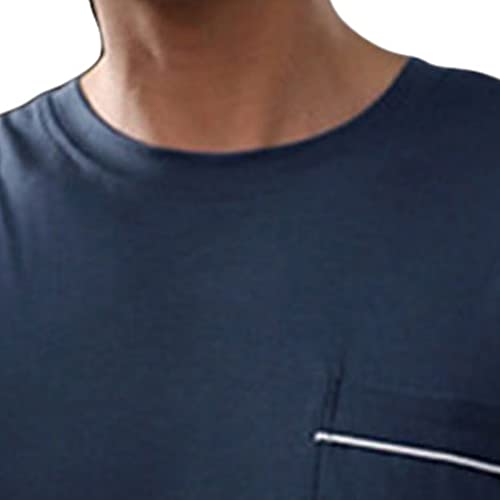 Men's Nightshirt Short Sleeve Nightgown Comfy Nightwear Big&Tall Henley Nightdress Soft Loose Pajama Sleep Shirt3