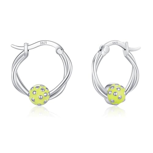 925 Sterling Silver Baseball/Football/Basketball/Volleyball Earrings Ball Hoop Earrings Cool Sports Earrings Jewelry Gifts for Women Girls Sensitive Ears