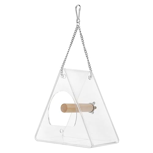 BESPORTBLE 1PC Acrylic Bird Feeder Detachable Outdoor for Birds Clear Hanging Feeding Bowl with Weather Shelter for Canary Parrot and Finches