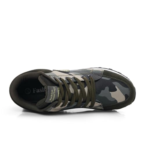 Image of ESXGED Women's Fashion Camouflage Platform Canvas Sneakers Girl's Invisible Wedges Increase Heel Mesh-Cloth Casual Shoes